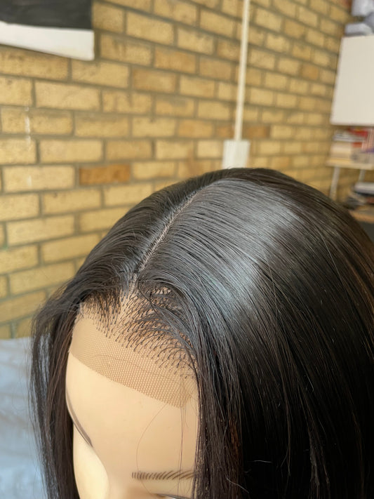 Middle part wig, 26 inches, human hair blend