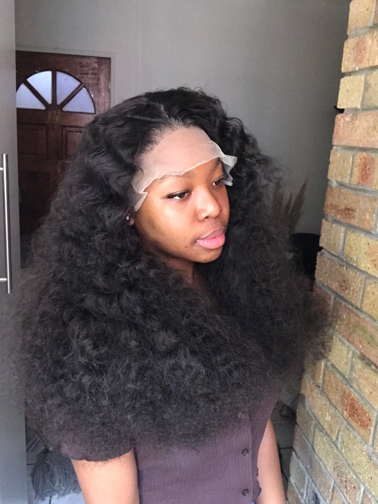 Afro Kinky curly wig, 13x4 lace frontal, human hair blend