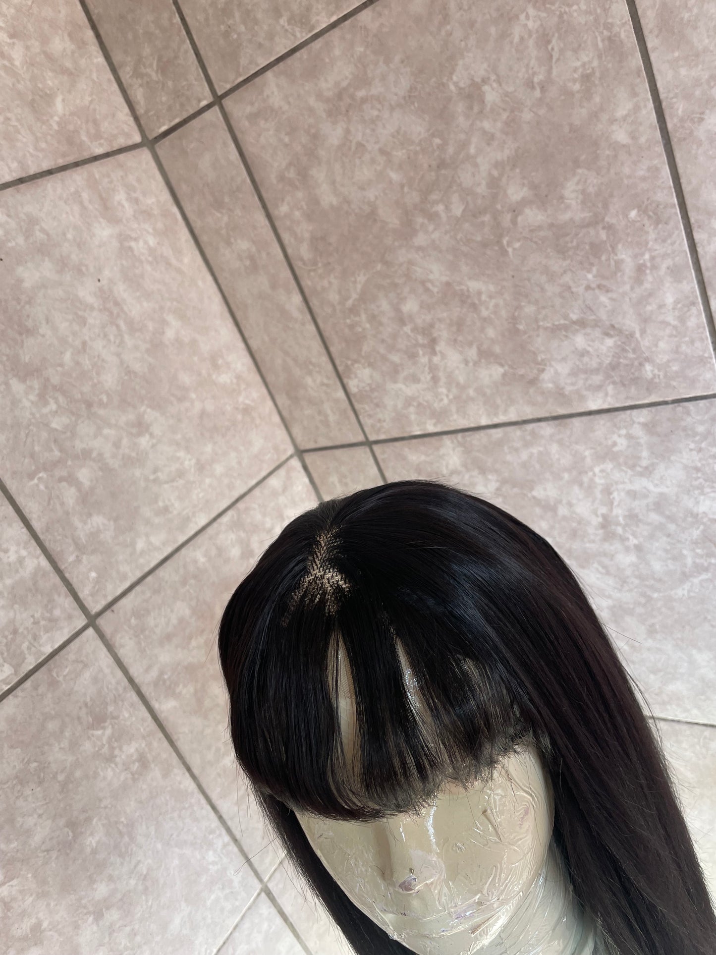 Black bangs wig. 4x4 T-lace. 26 inches