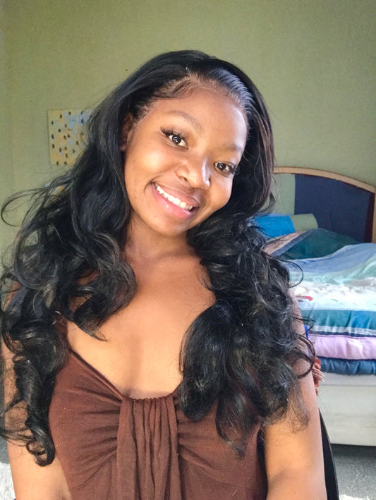body wave lace frontal wig, human hair blend, 13 x 4 lace frontal