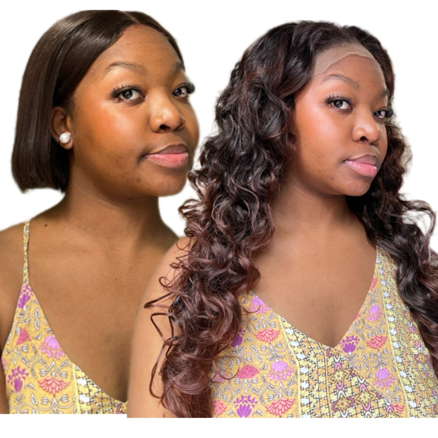 Wig combo, two pieces, bob and wavy wig