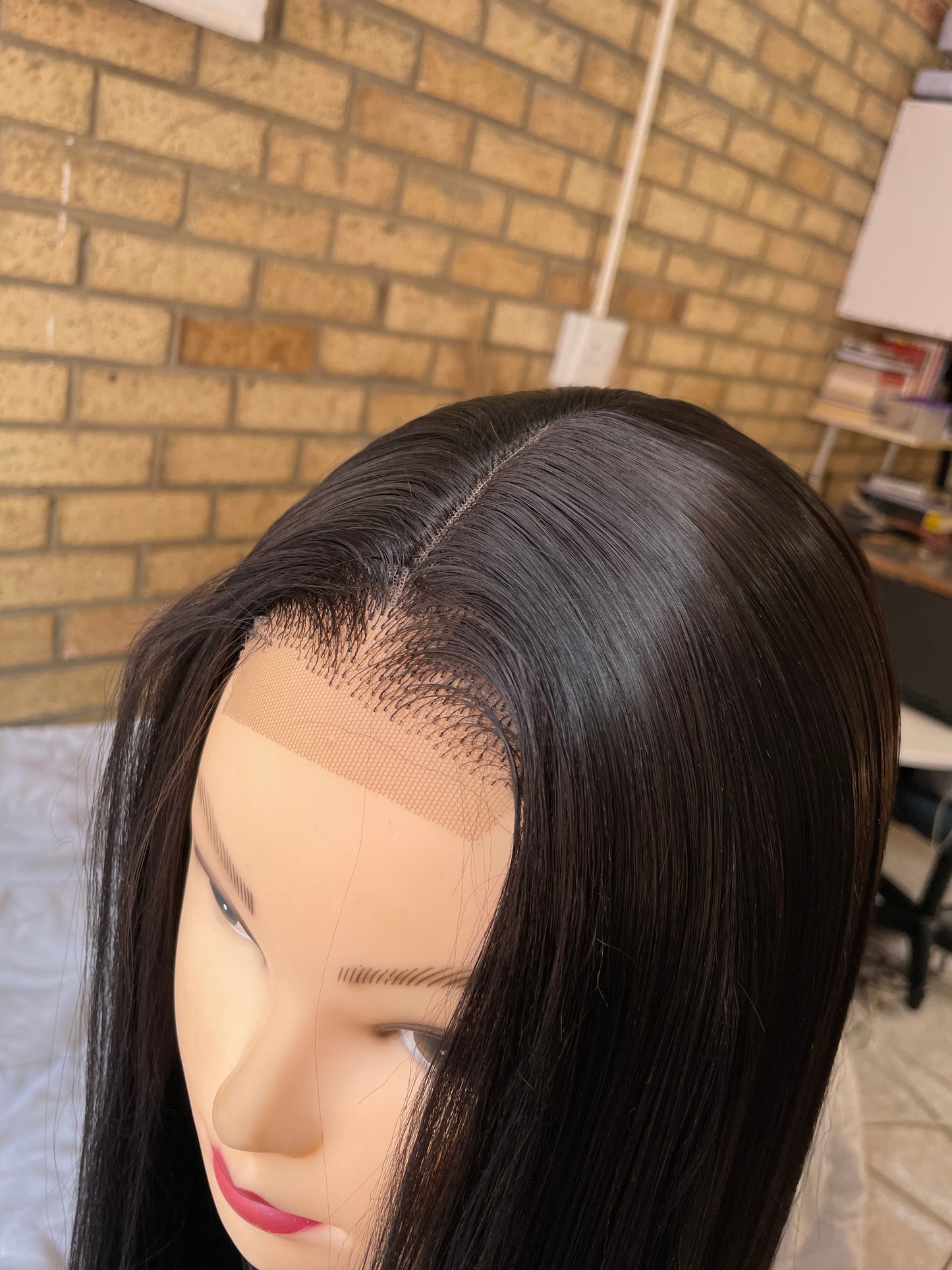 Middle part wig, 26 inches, human hair blend