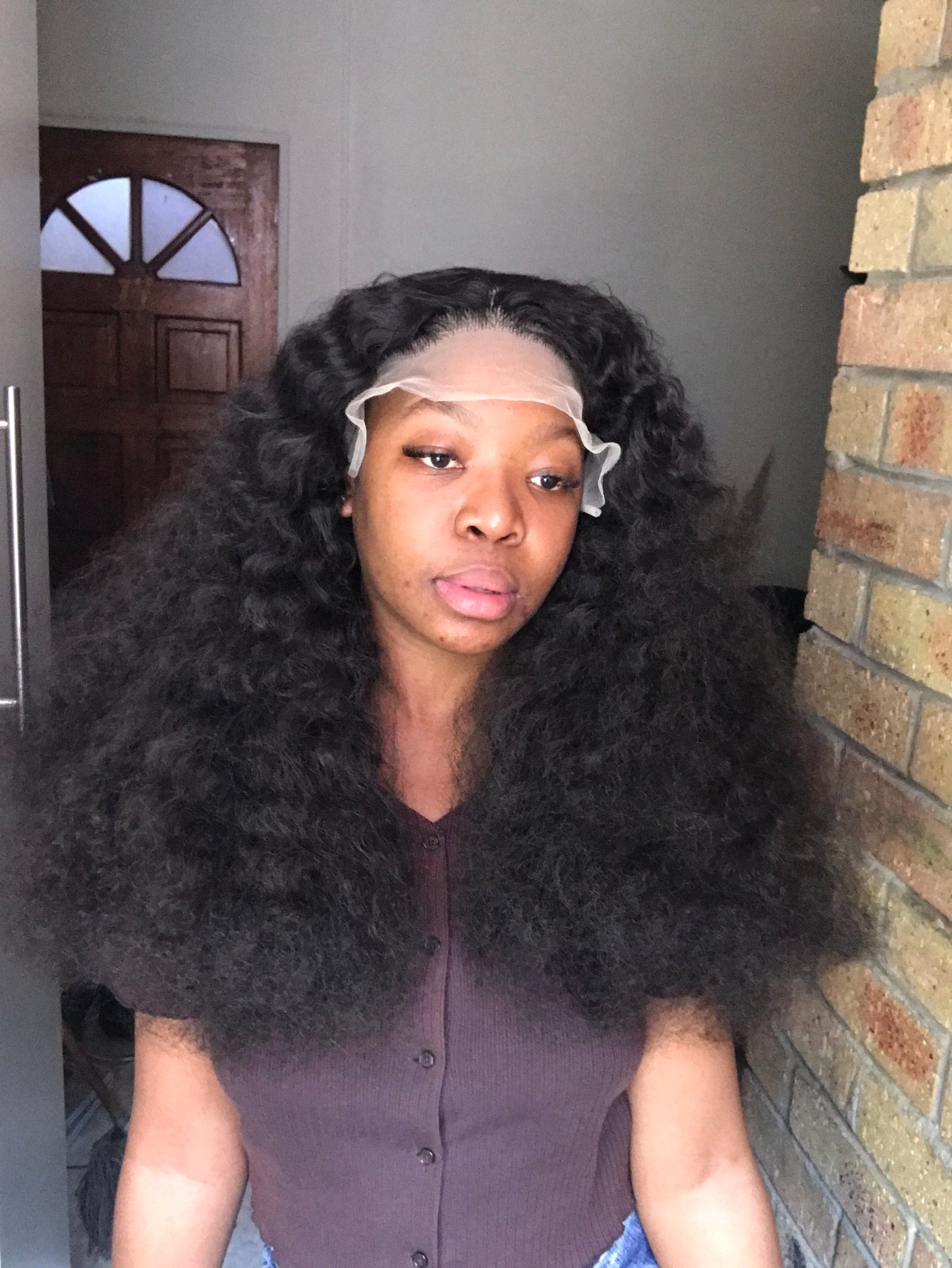 Afro Kinky curly wig, 13x4 lace frontal, human hair blend