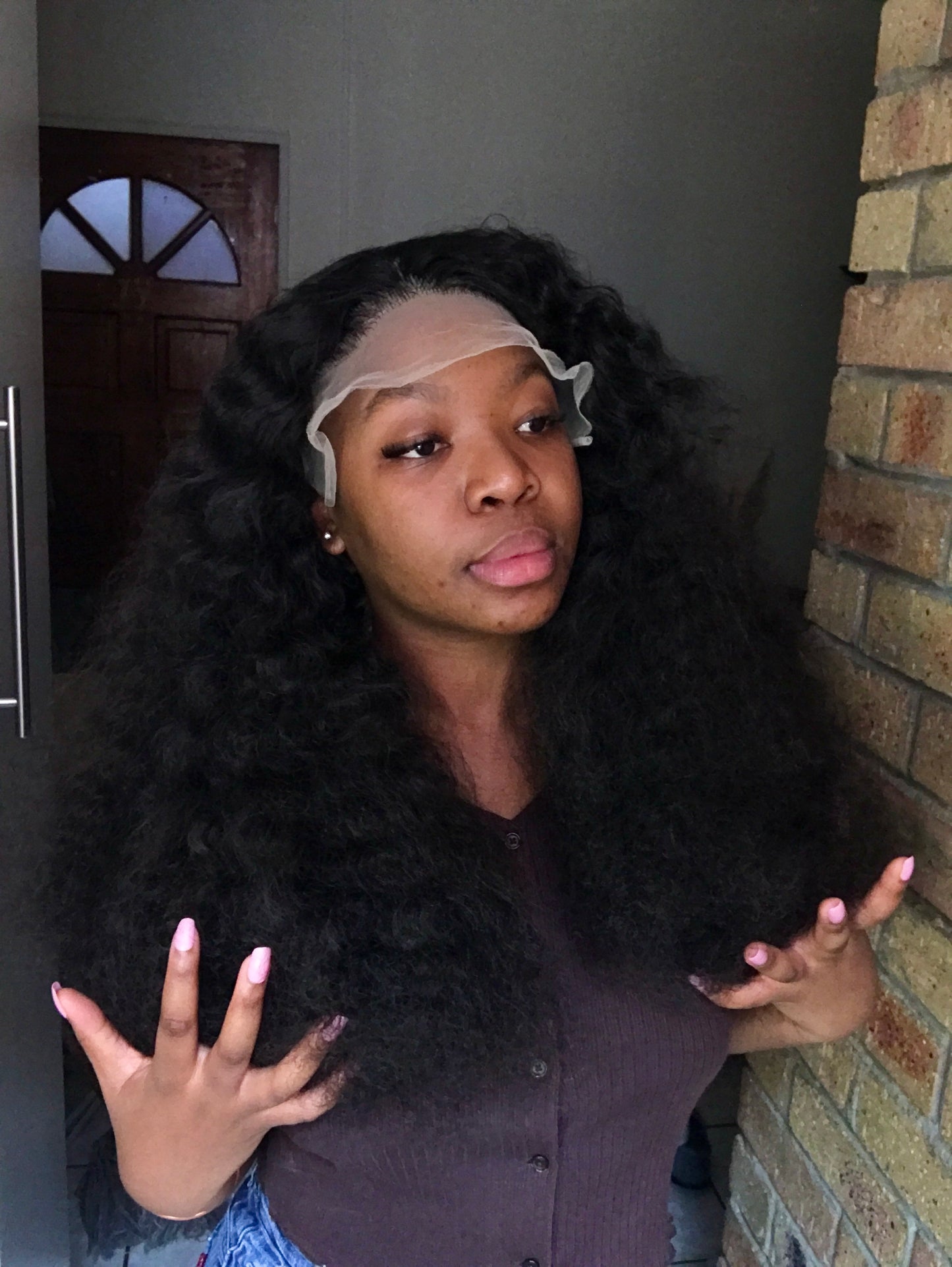 Afro Kinky curly wig, 13x4 lace frontal, human hair blend