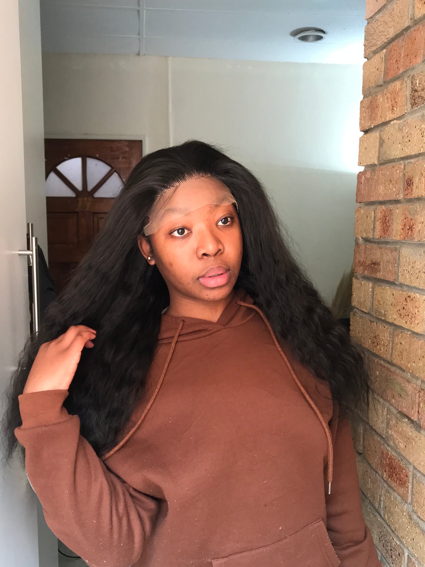 Curly wig. 5x5 lace frontal, human hair blend