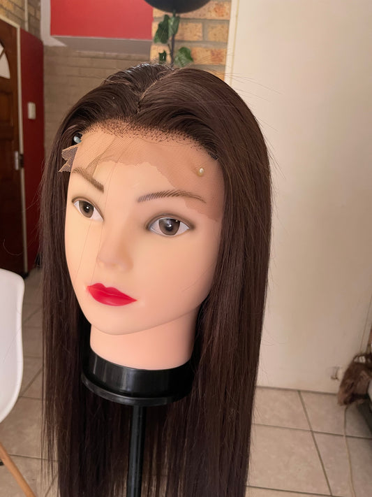 Brown wig, 5x5 T-lace, human hair, 22 inches