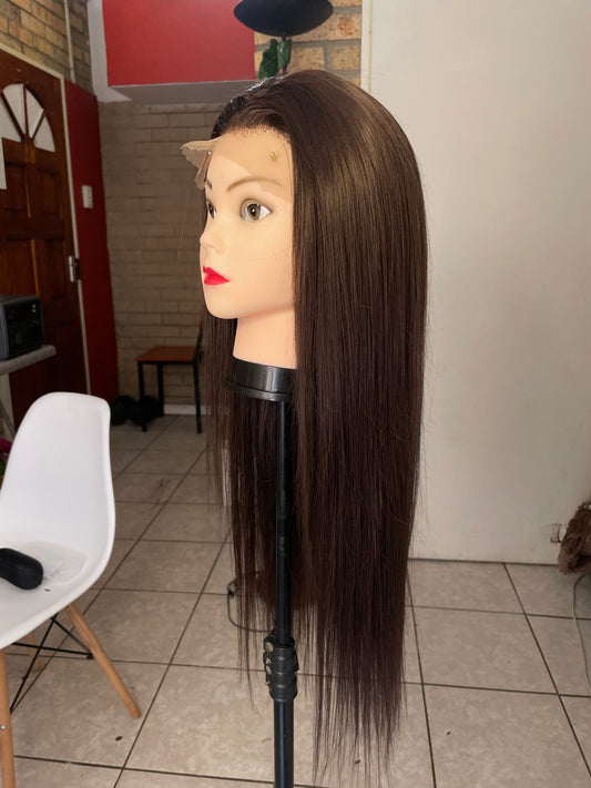 Brown wig, 5x5 T-lace, human hair, 22 inches