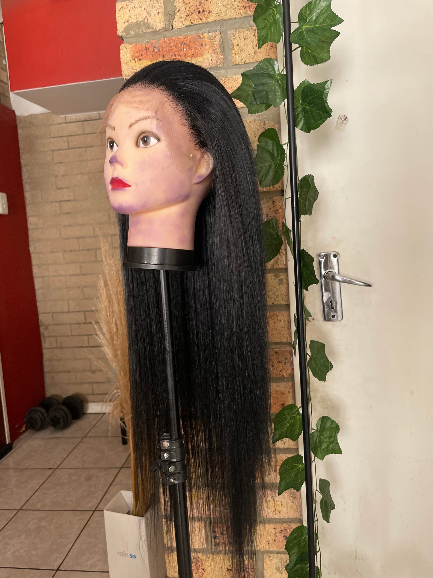 Black wig, human hair, 28 inch