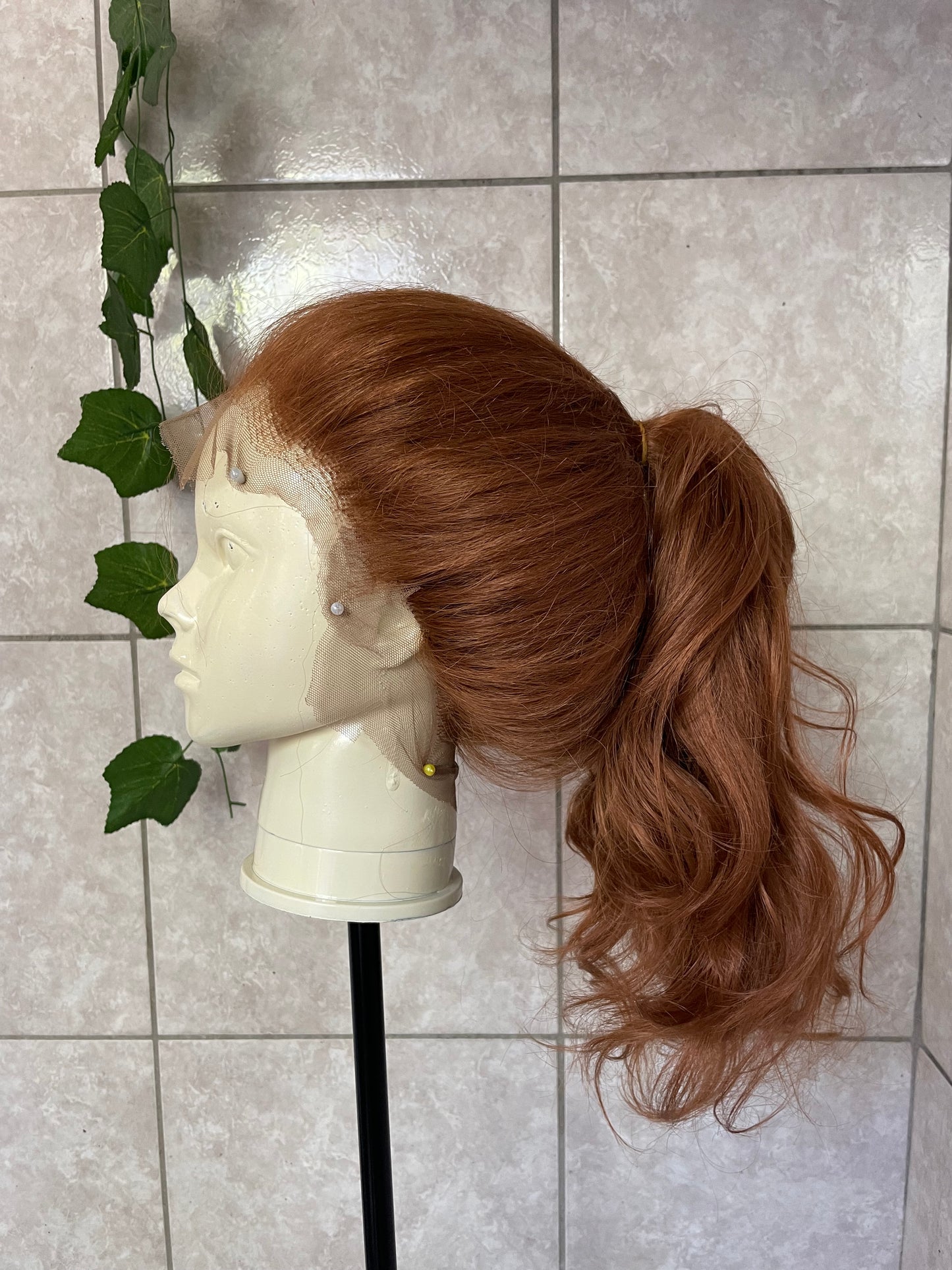 Brown, 360 lace wig. Blended, 28 inches. High heat resistant fibre