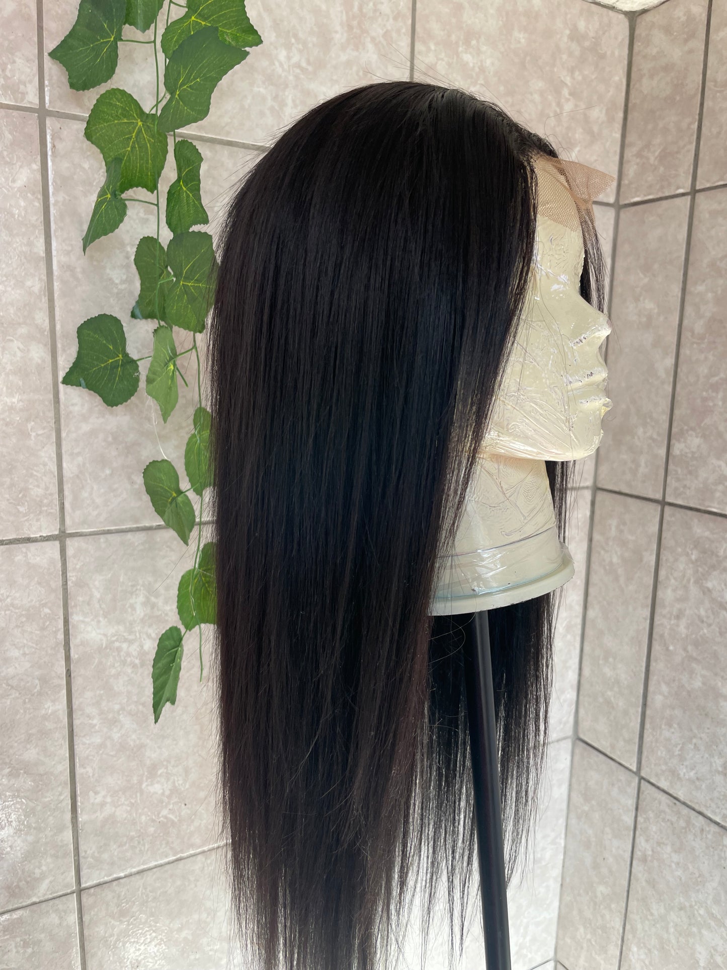 Black straight wig. 4x4 T-lace. 26 inches