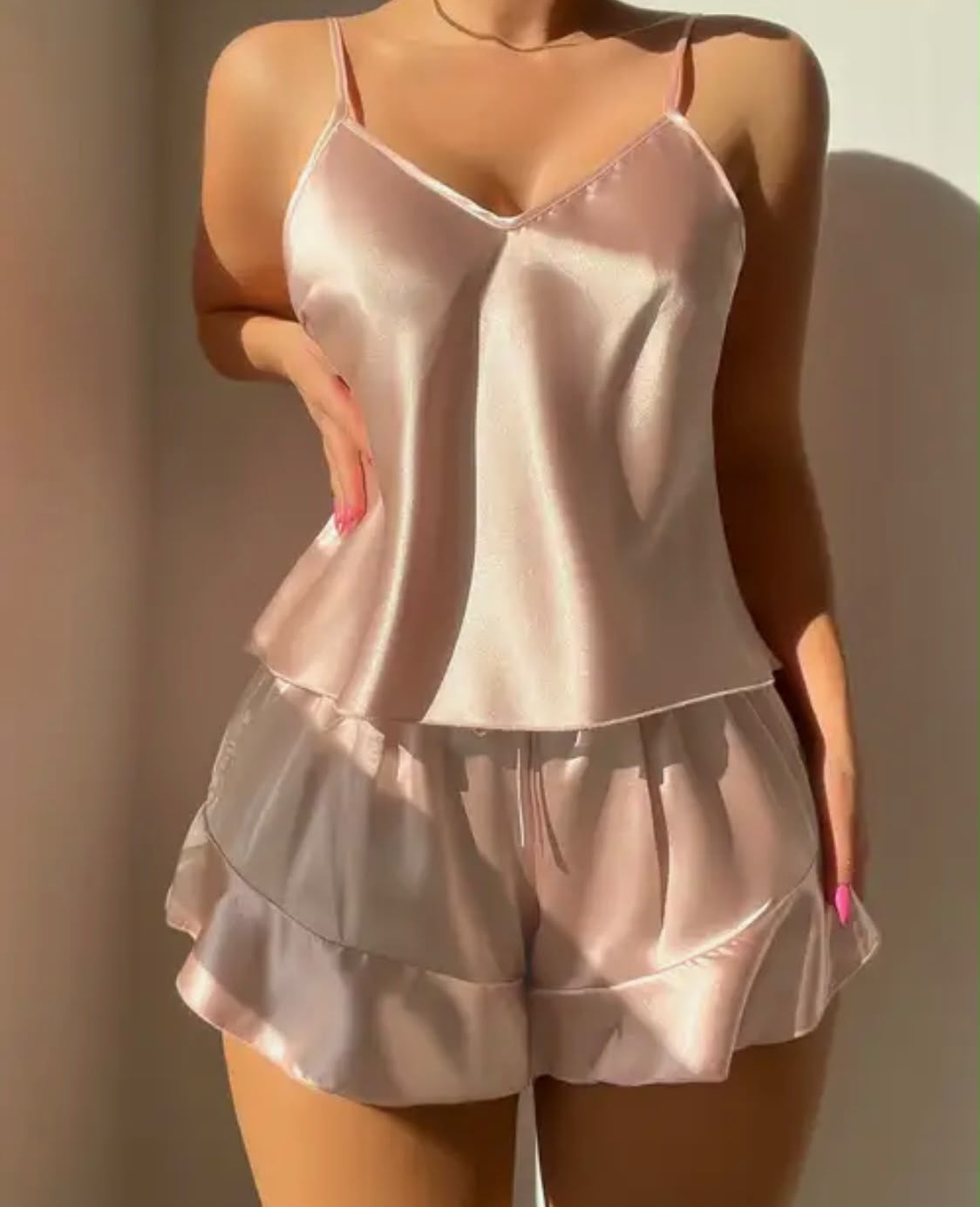 Sweet pink silk indoor pajama