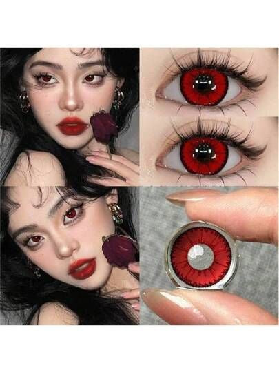 Red black eye lenses