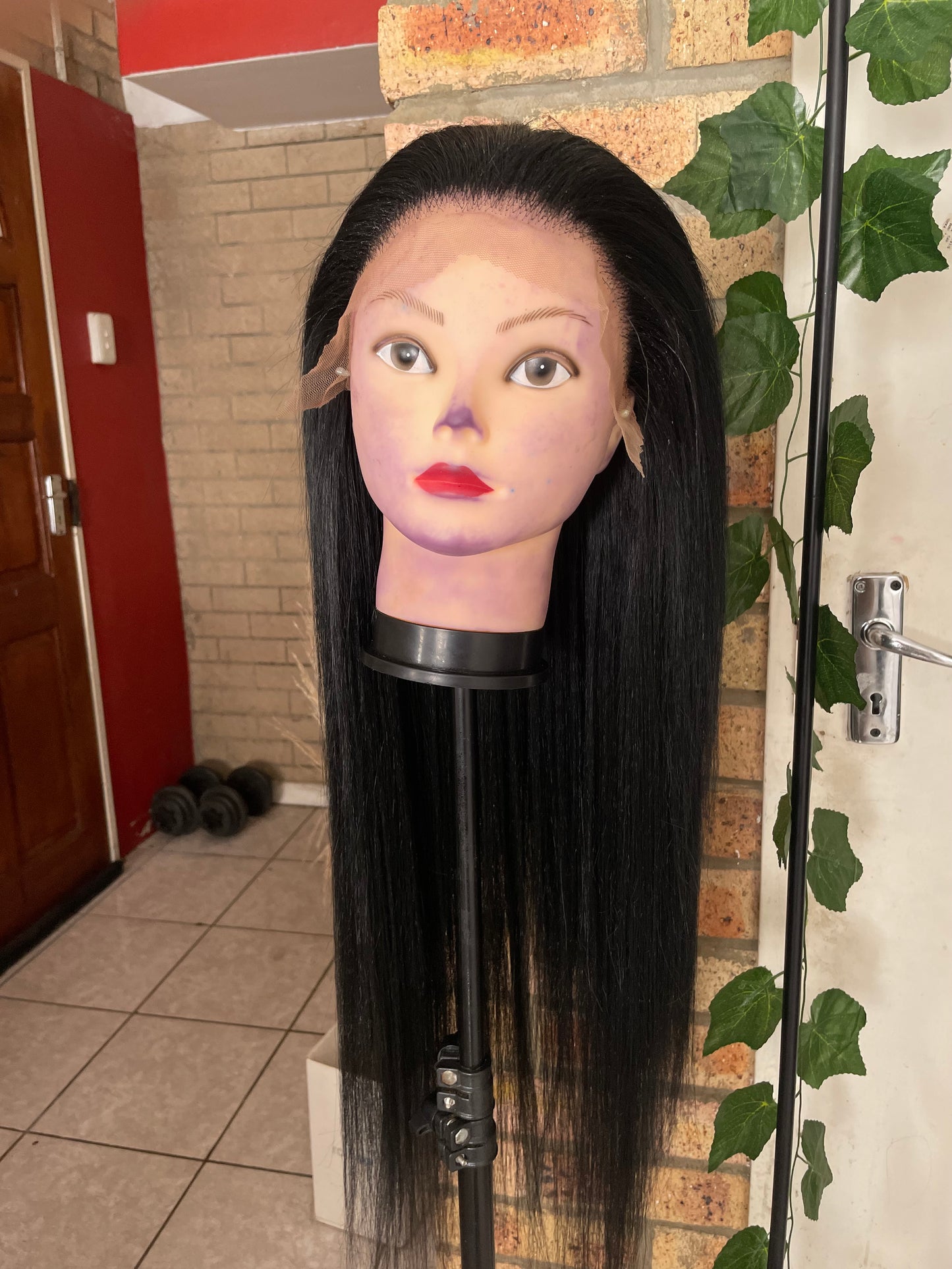 Black wig, human hair, 28 inch