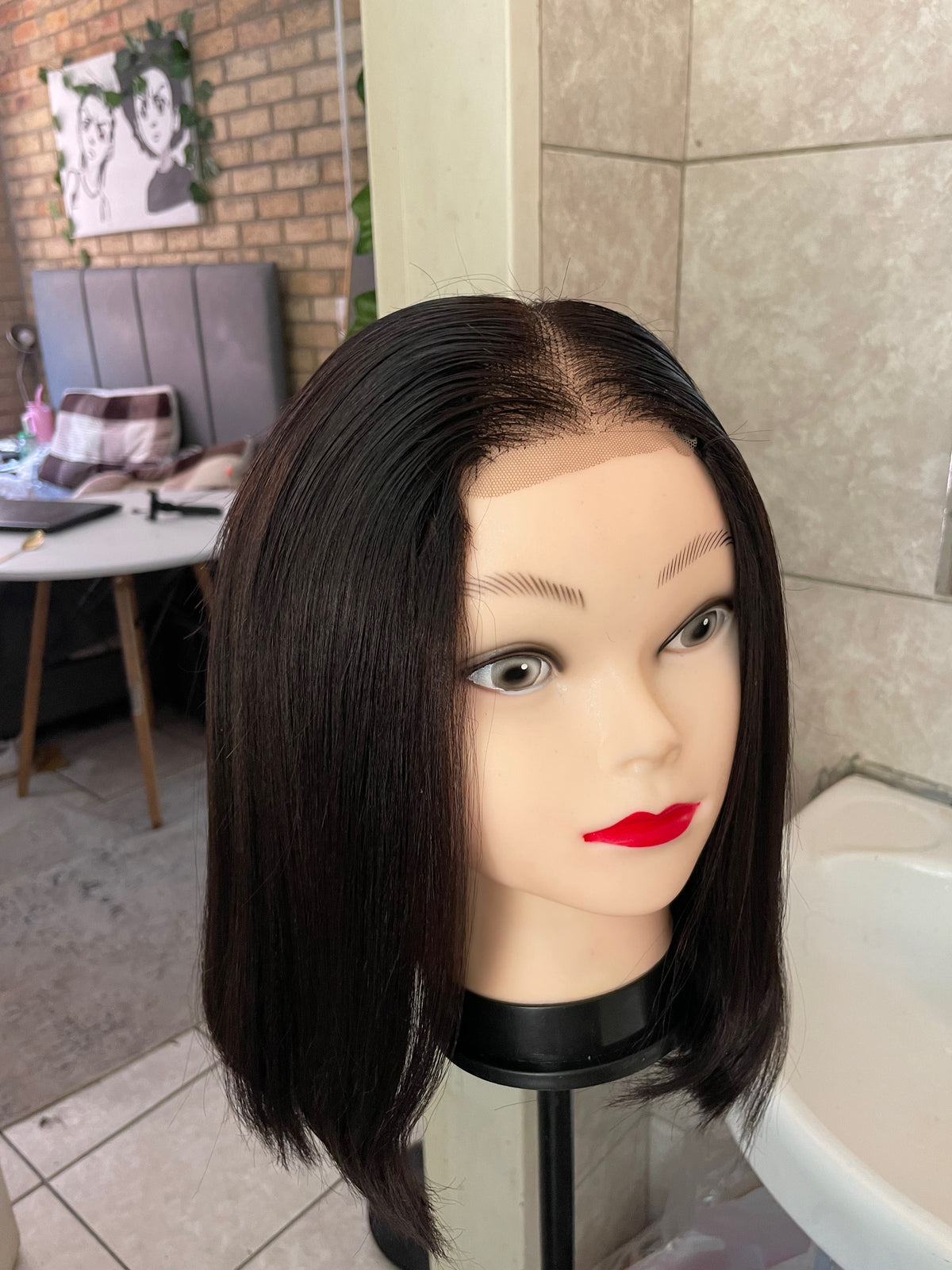 4x6 middle part bob, 12 inches