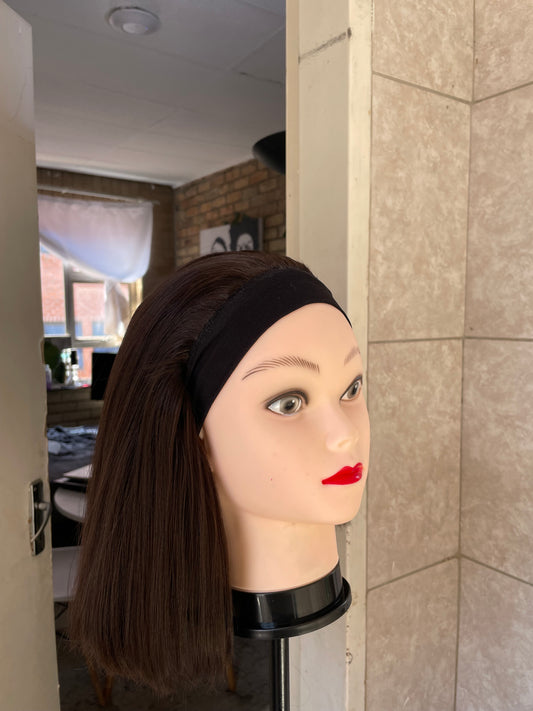 Brown Bob headband wig.