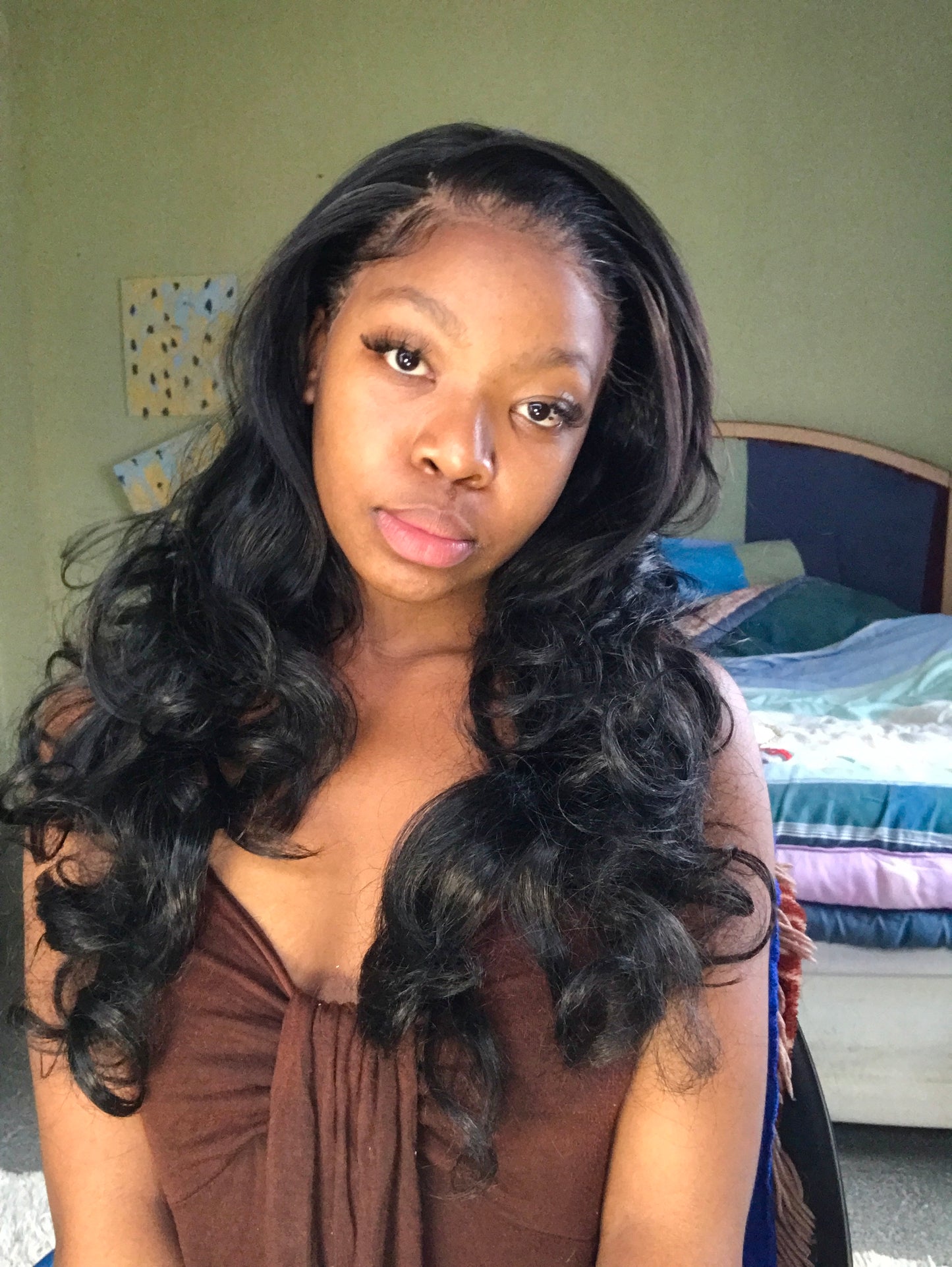 body wave lace frontal wig, human hair blend, 13 x 4 lace frontal￼