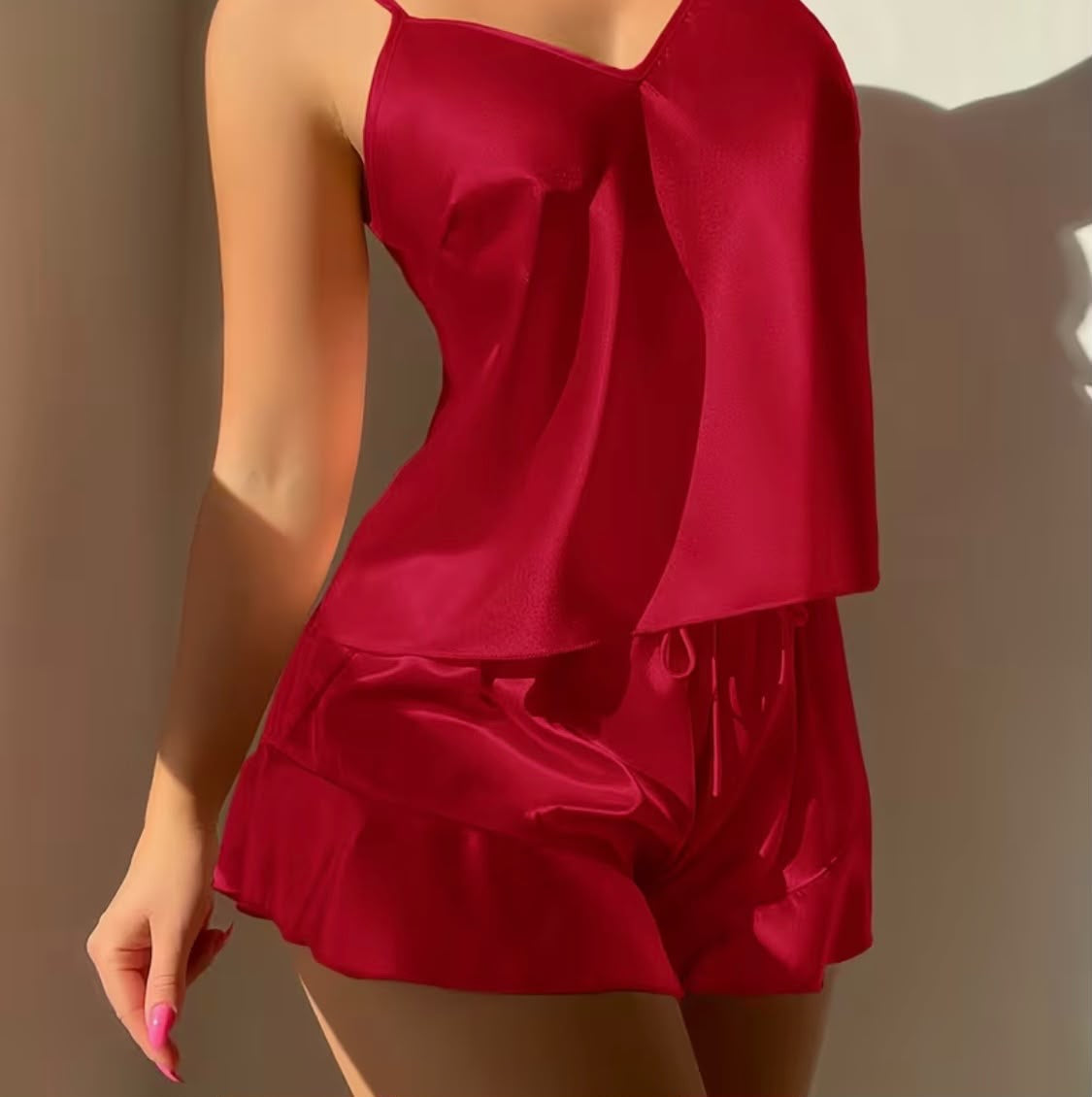 Red silk indoor pajama