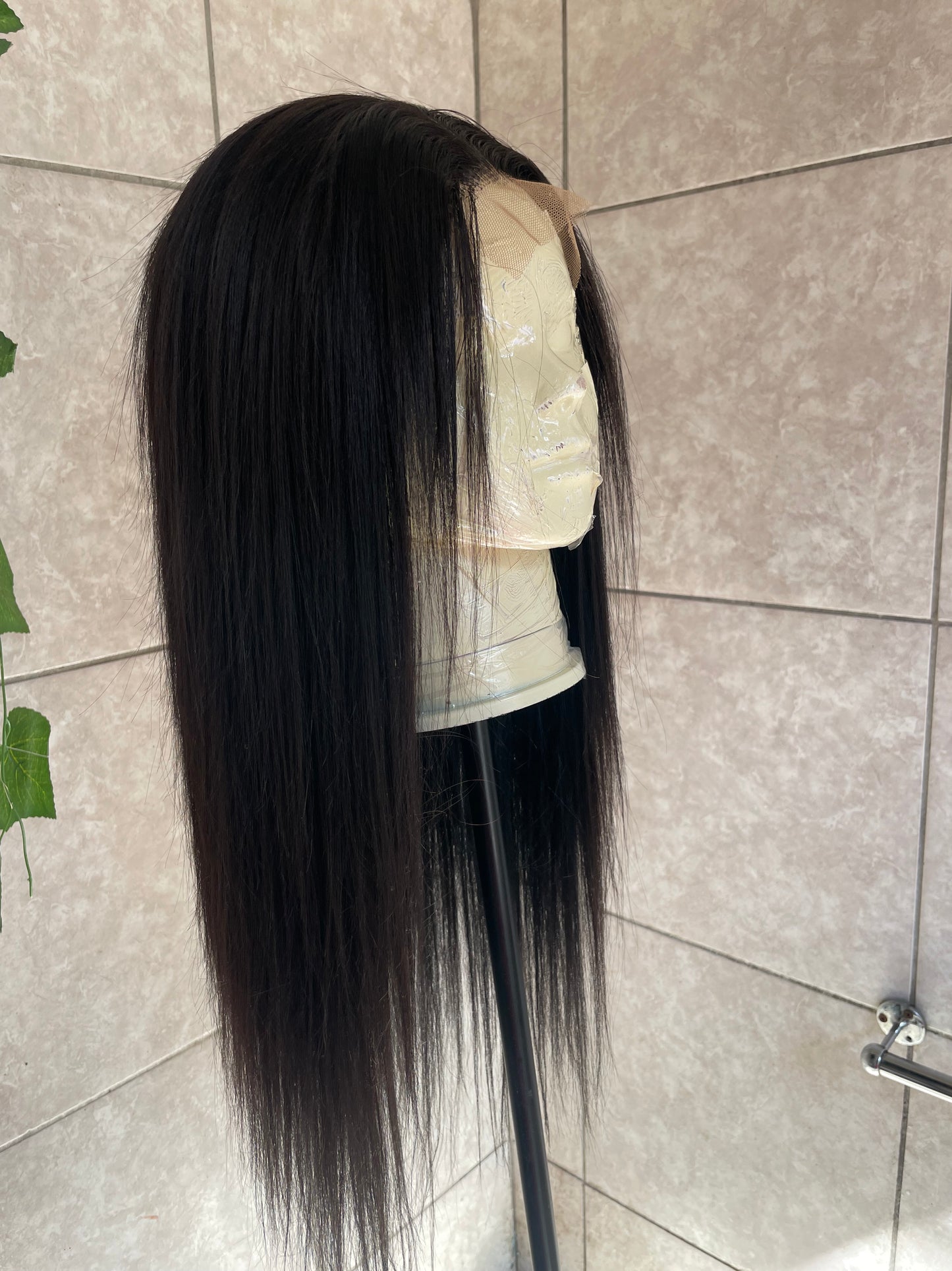 Black straight wig. 4x4 T-lace. 26 inches